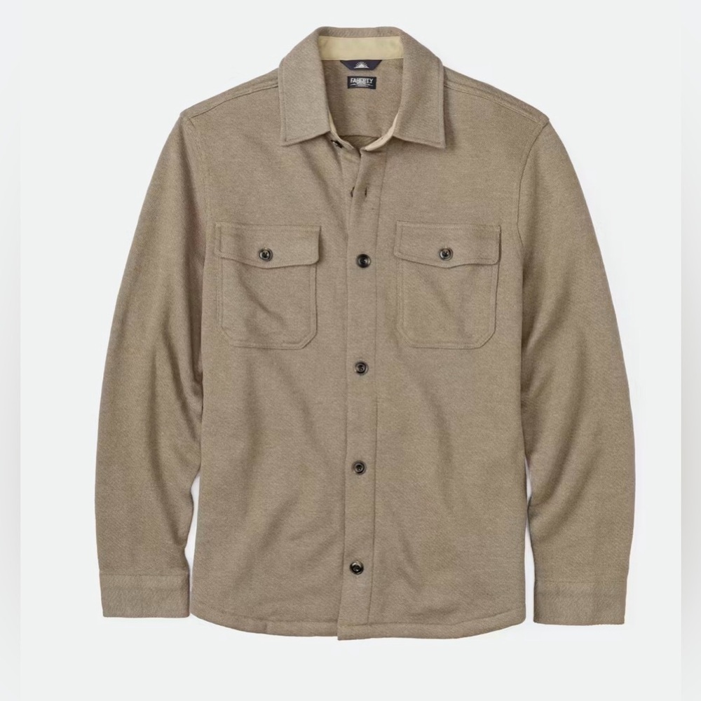 NWT Faherty Inlet Shirt Jacket Walnut Melange Tan Size Large